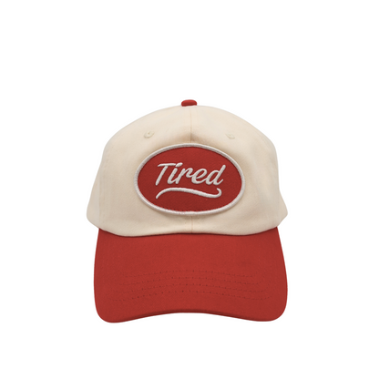 tired hat - bone + red