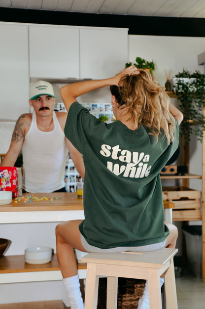 stay a while tee - green